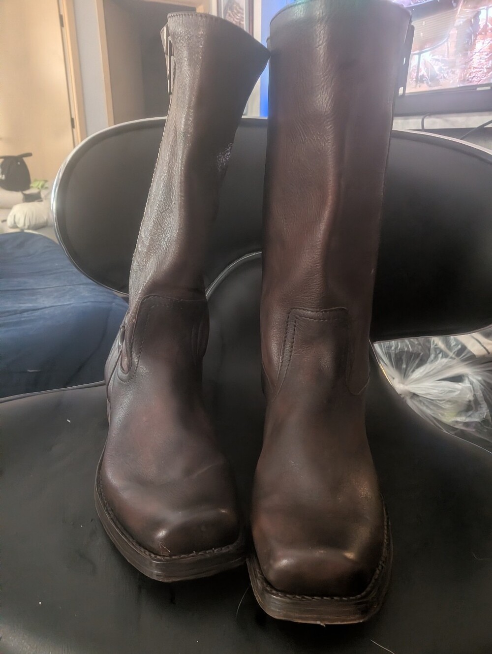 Women's Brown Leather Frye Mid-Calf Boots
